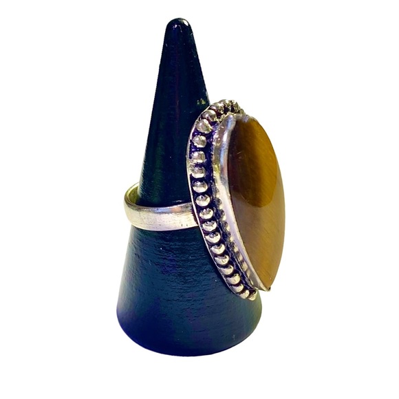 NWT Tiger's Eye Gemstone in a Handmade 925 Stamped Ring (6) - Picture 2 of 7